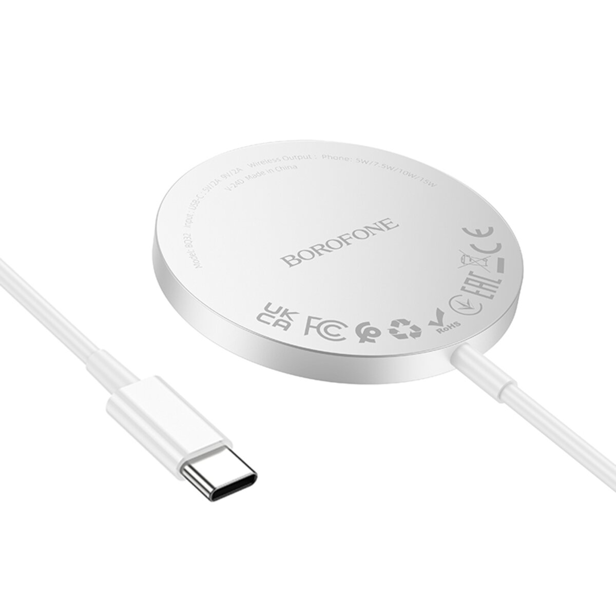 Бездротовий зарядний пристрій BOROFONE BQ32 Original series magnetic wireless fast charger White