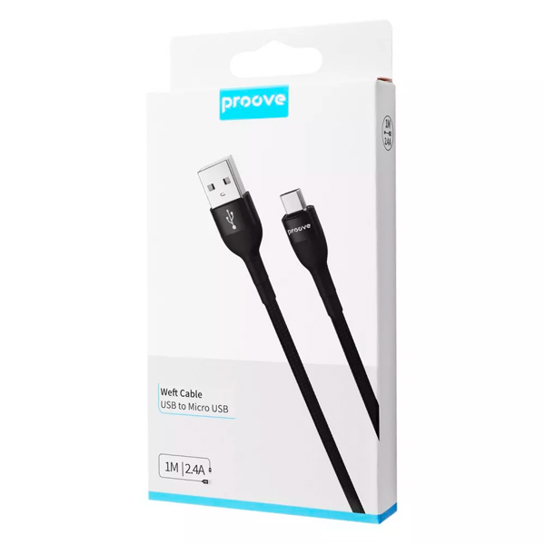 Кабель Proove Light Weft Micro USB 2.4A 1m Black