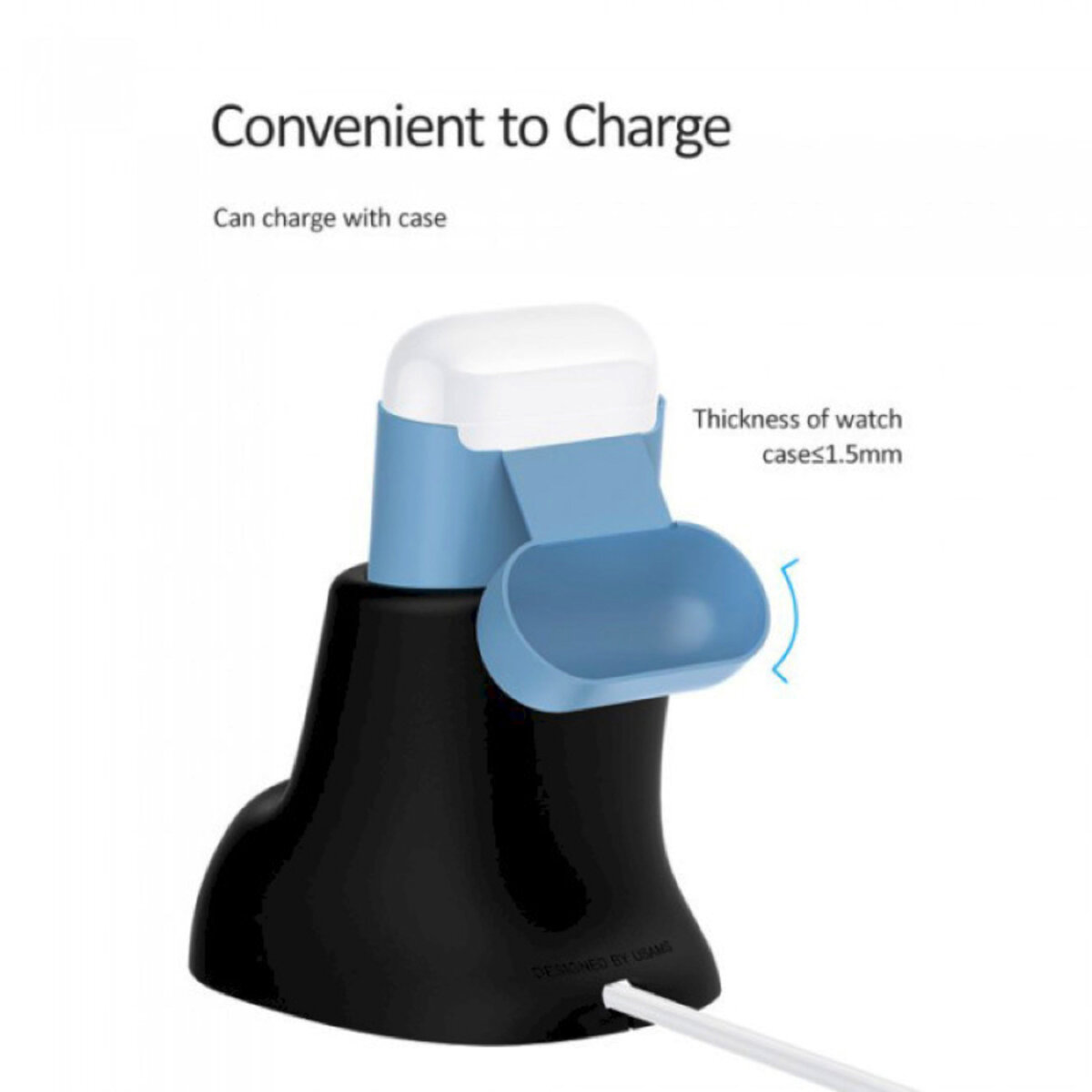 Бездротовий зарядний пристрій Usams US-ZJ051 2IN1 Silicon Charging Holder For Apple Watch And AirPods