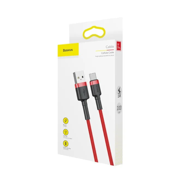 Кабель Baseus Cafule Cable USB Type-C 3A 1m Red (CATKLF-B09)