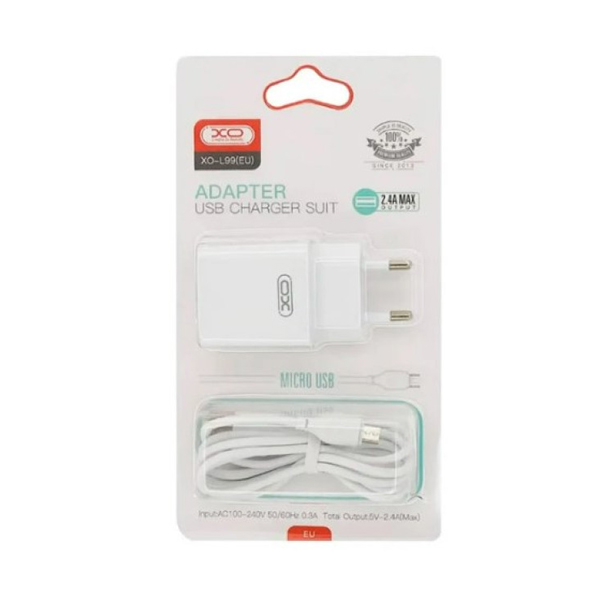 МЗП XO L99 2.4A + Micro USB Cable White