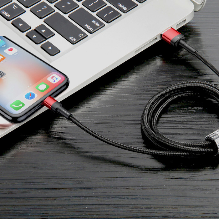Кабель Baseus Cafule Cable USB Lightning 2.4A 0.5M Black/Red (CALKLF-A19)