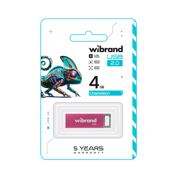 Флешка Wibrand 4GB Chameleon USB 2.0 Pink (WI2.0/CH4U6P)