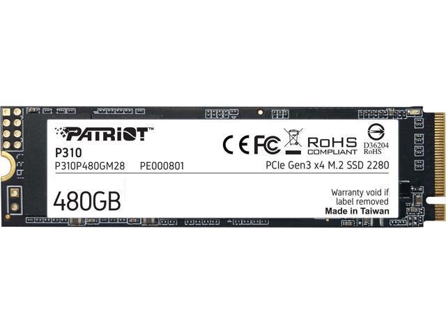 Накопичувач SSD M.2 Patriot P310 480GB NVMe 2280 PCIe 3.0x4 3D NAND TLC