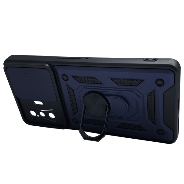 Чехол Armor Camshield Case для Xiaomi Poco F4 GT with Ring Dark Blue with Camera Lens