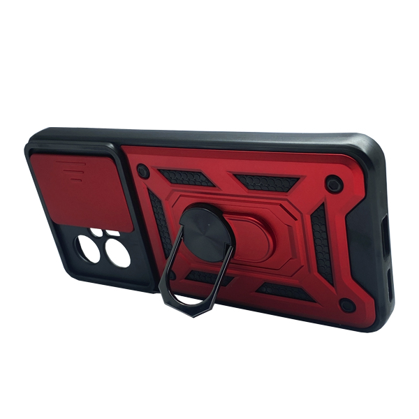 Чехол Armor Camshield Case для Xiaomi Poco X4 GT with Ring Red with Camera Lens
