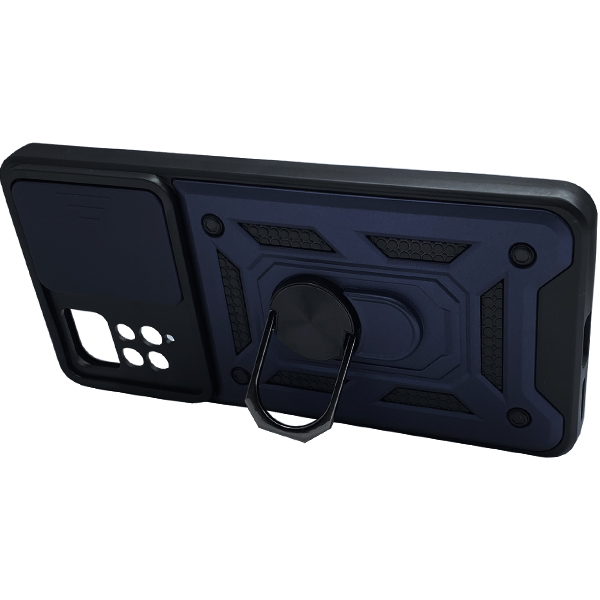Чехол Armor Camshield Case для Xiaomi Redmi 10/Note 11 4G with Ring Dark Blue with Camera Lens