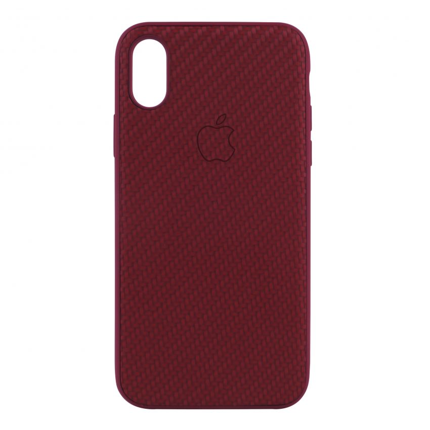 Чехол накладка Carbon для iPhone XR Red