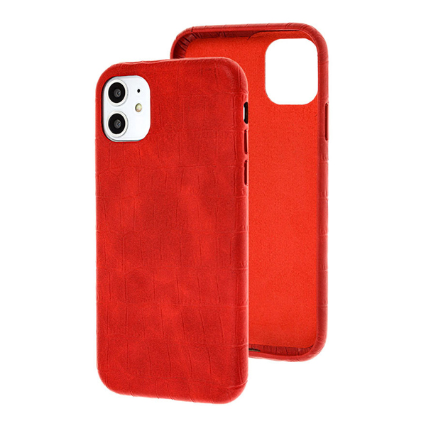 Чехол накладка Croco Leather Case для iPhone 11  Red