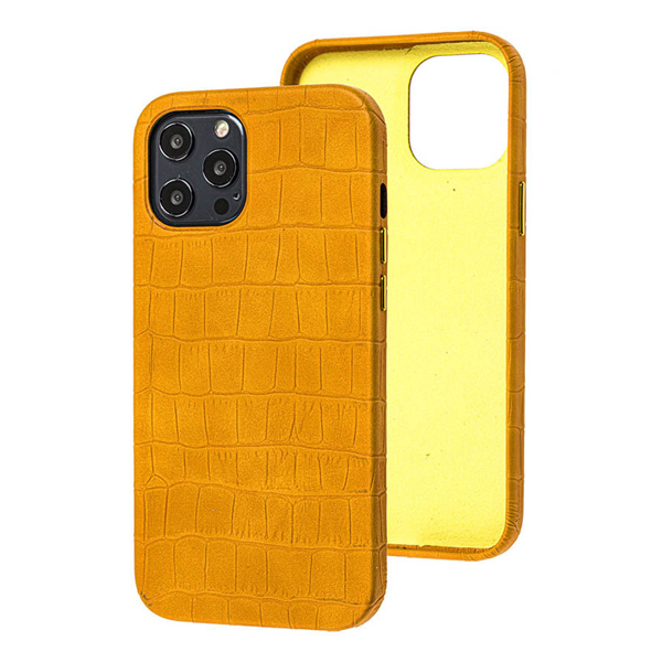 Чехол накладка Croco Leather Case для iPhone 12 Pro Max Yellow