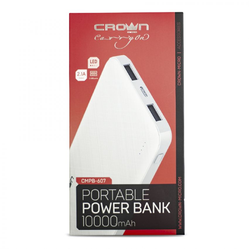 Внешний аккумулятор Crown CMPB-607 (10000mAh) White