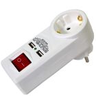 Адаптер мережевий - RKU1-01/01, розетка + 2 USB, білий (GRUNHELM)