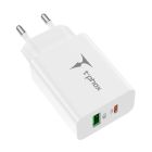 МЗП T-PHOX Speedy 20W 2Ports Type-C+USB Charger White