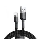 Кабель Baseus Cafule Cable USB Type-C 2.4A 2m Gray/Black (CATKLF-CG1)