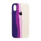 Чохол Silicone Cover Full Rainbow для iPhone XR Dark Violet/White