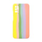 Чехол Silicone Cover Full Rainbow для Xiaomi Poco M3 Pro/Note 10 5G Yellow/Pink with Camera Lens