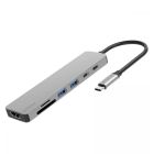 USB-хаб Proove Iron Link 7 in 1 (2*Type-C + 2*USB3.0  + HDMI + SD/TF) Silver (HBIL00222004)