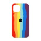 Чехол Silicone Cover Full Rainbow для iPhone 12/12 Pro Red/Violet