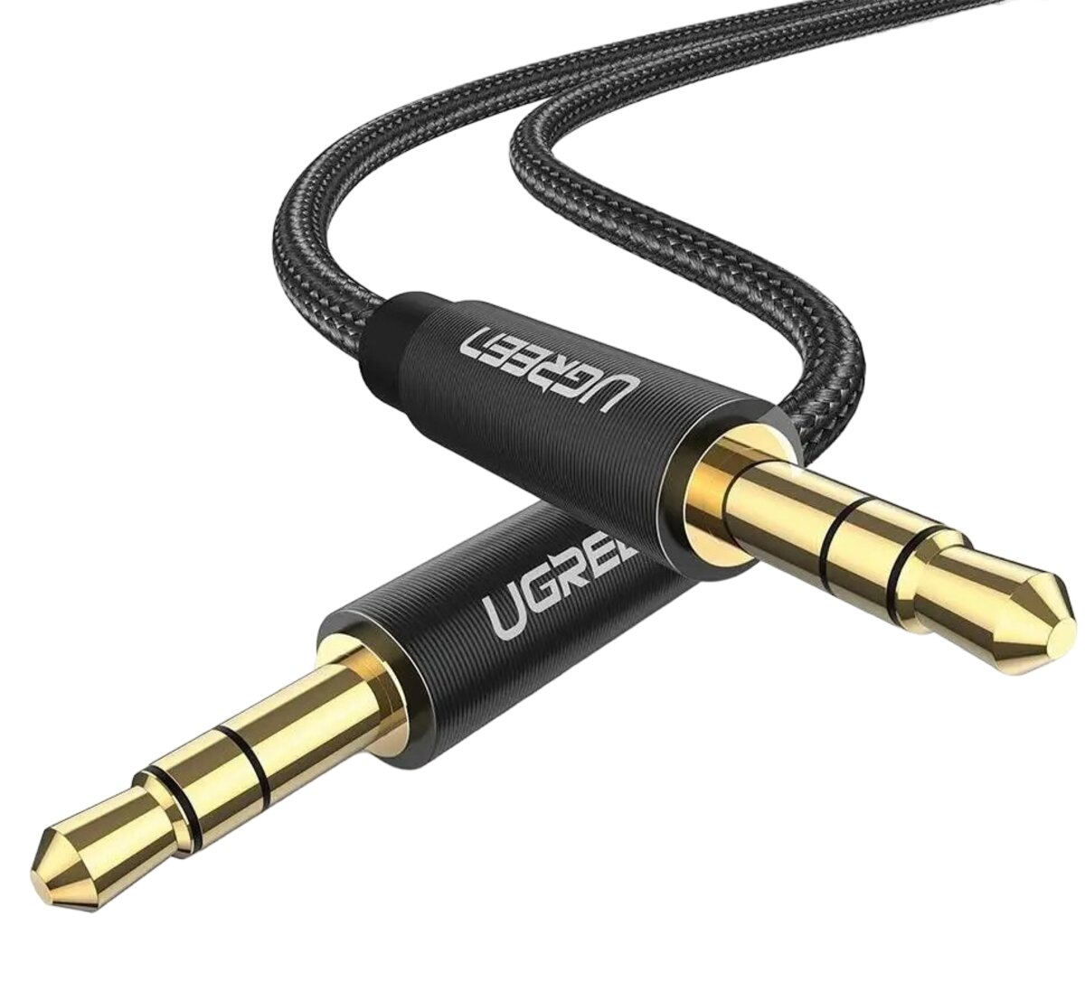 Аудіо кабель UGREEN AV112 3.5mm Male to 3.5mm Male Cable Gold Plated Metal Case with Braid 1m (Black)(UGR-50361)