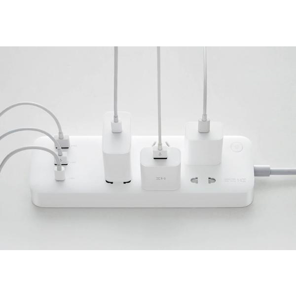 Подовжувач ZMI CX05 (6 розеток + 2 USB-port) White