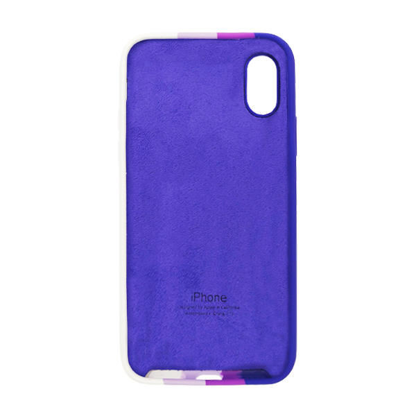 Чехол Silicone Cover Full Rainbow для iPhone XR Dark Violet/White