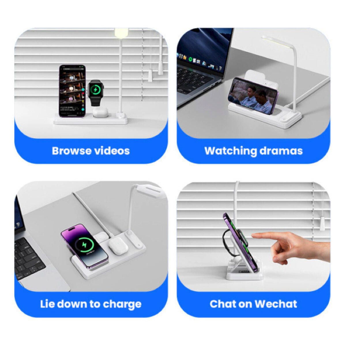 Бездротовий зарядний пристрій Usams US-CD195 15W 4in1 Wireless Charging Holder With Table Lamp