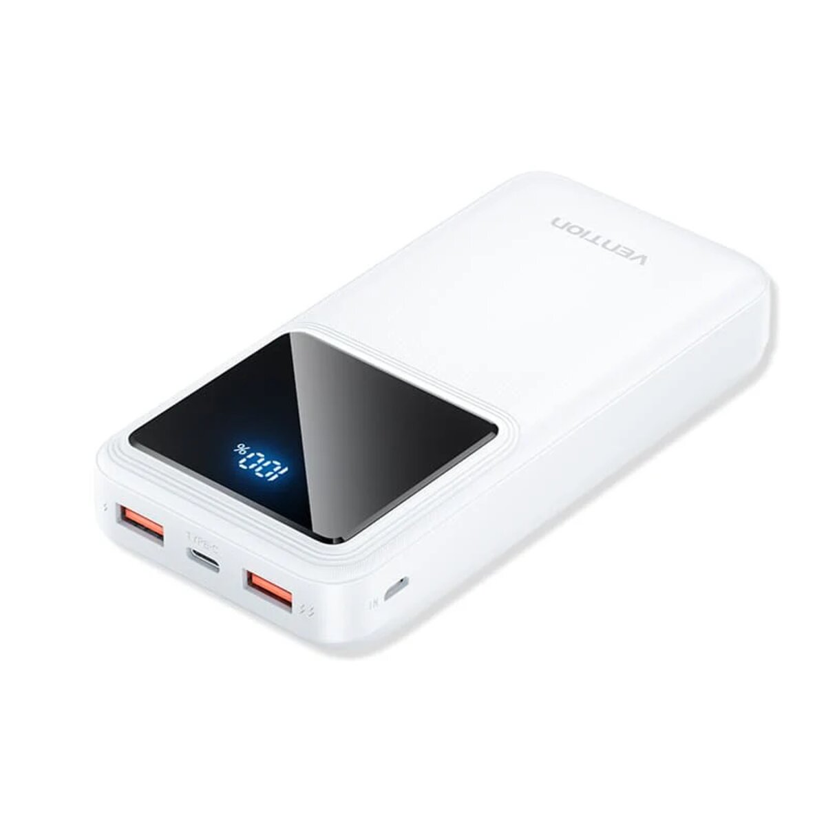 Зовнішній акумулятор Vention 20000mAh Power Bank (Micro-USB + USB-C + USB-A + USB-A) 22.5W White LED Display Type