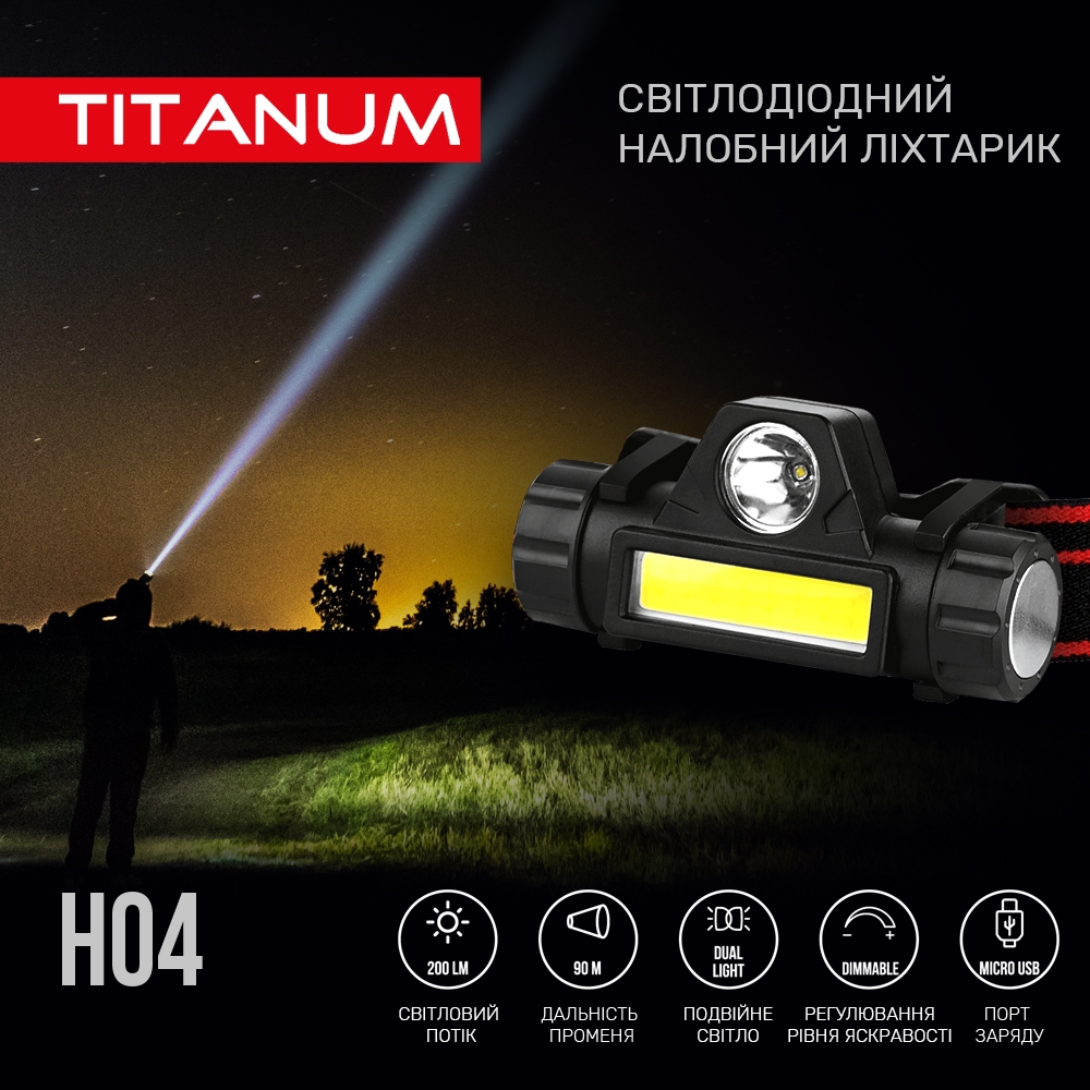 Налобний фонарик TITANUM TLF-H04