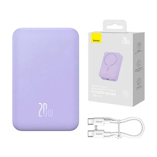 Зовнішній акумулятор Baseus Magnetic Mini Wireless 20W 20000 mAh Purple (PPCX150005)