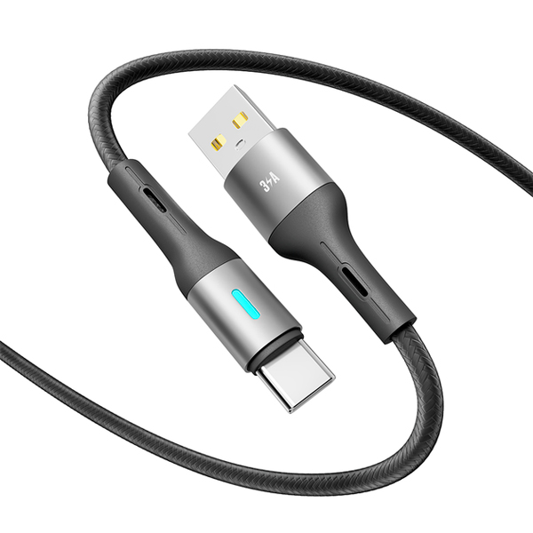 Кабель Yoki LED YK-LE17 Type-C 3A 1.2m Black