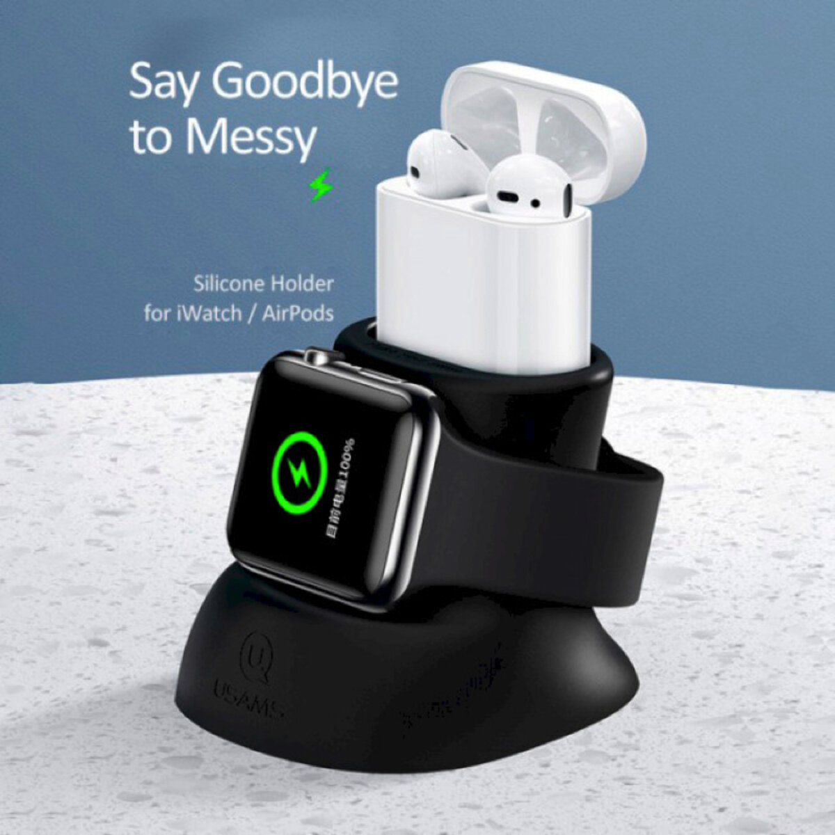 Бездротовий зарядний пристрій Usams US-ZJ051 2IN1 Silicon Charging Holder For Apple Watch And AirPods