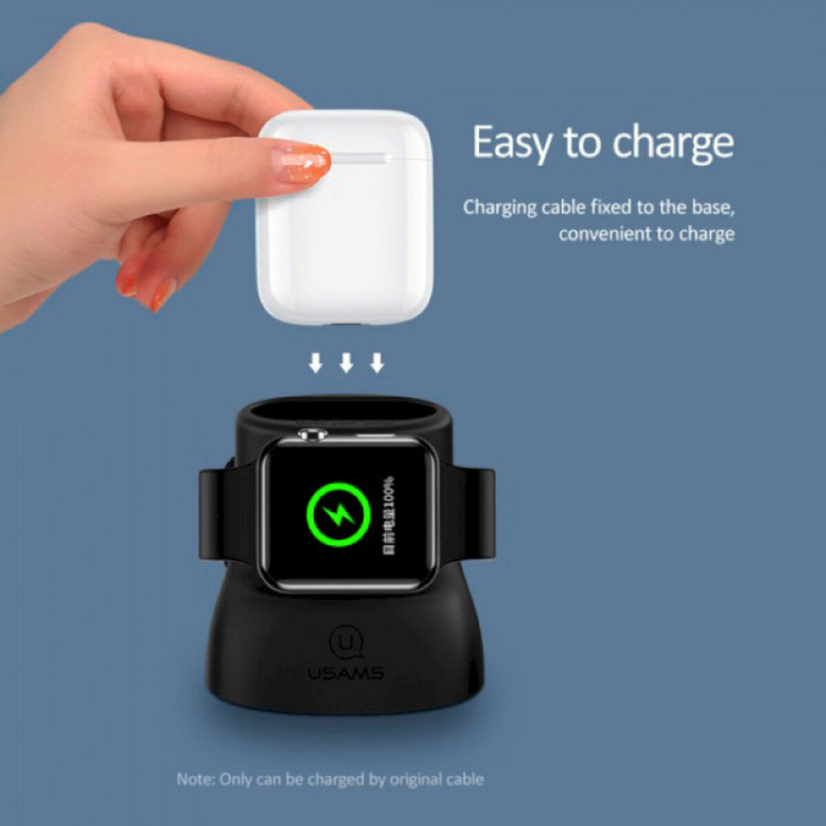 Бездротовий зарядний пристрій Usams US-ZJ051 2IN1 Silicon Charging Holder For Apple Watch And AirPods