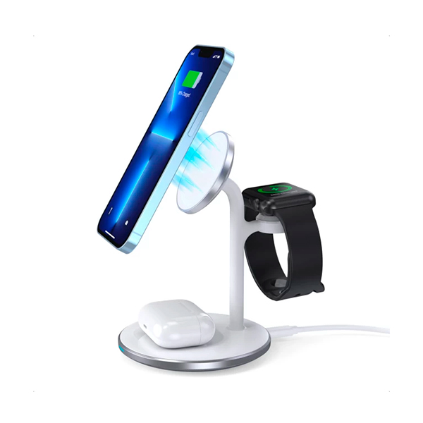 Бездротовий зарядний пристрій Choetech 3-in-1 Magnetic Wireless White (T585-F)