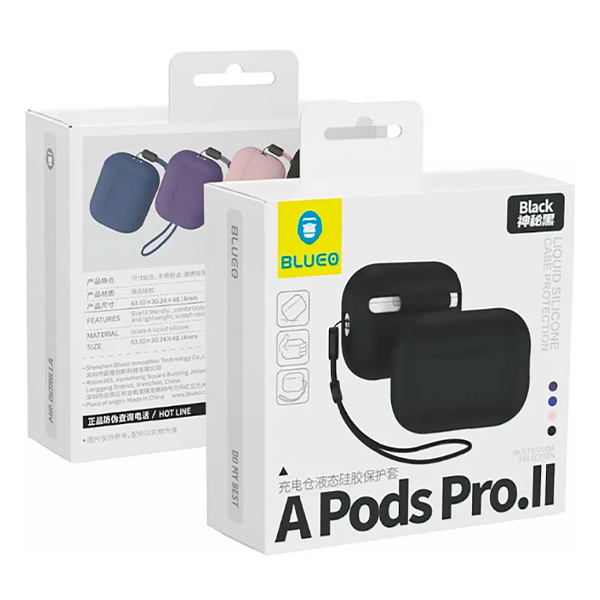 Футляр для наушников AirPods Pro 2 Blueo Liquid Silicone Case Black