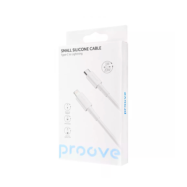 Кабель Proove Small Silicone Type-C to Lightning 20W 1m White