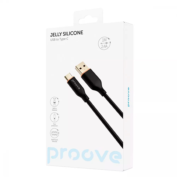 Кабель Proove Jelly Silicone Type-C 2.4A 1m Black