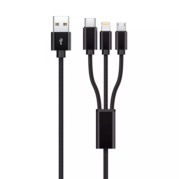 Кабель Proove Triple Connection 3 in 1 Type-C + Micro USB + Lightning 1.2m Black