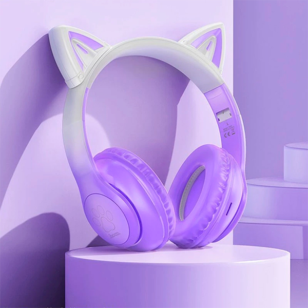 Bluetooth Наушники Hoco W42 Cat ear kids Purple
