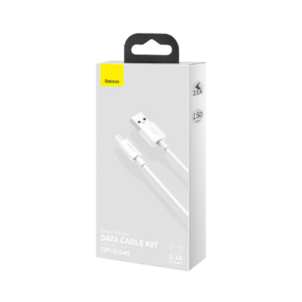 Кабель Baseus Simple Wisdom Data Cable Kit Micro USB 2.1A 1.5m (2PCS/Set) White (TZCAMZJ-02)
