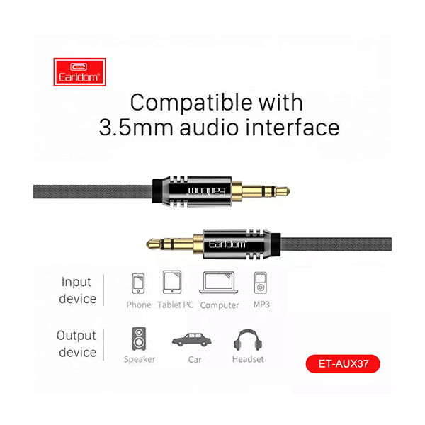 Аудио кабель 3.5 - 3.5 мм Earldom ET-AUX37 1.5m Black
