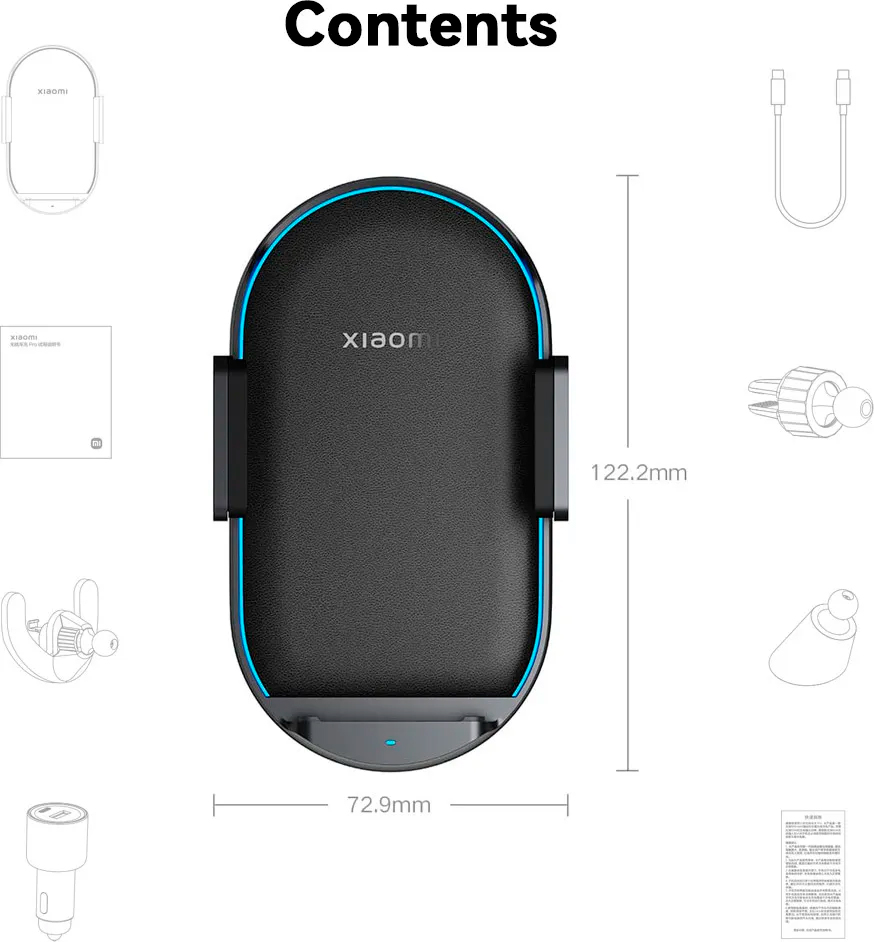 Автотримач для телефона з бездротовою зарядкою Xiaomi Wireless Car Charger Pro 50W Max (WCJ05ZM)
