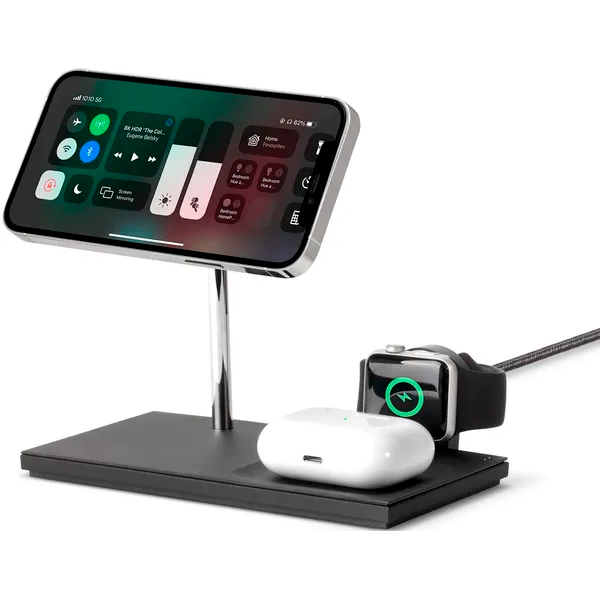 Бездротовий зарядний пристрій Native Union Wireless Charger Base Station Snap 3-in-1 Black (SNAP-3IN1-BLK-EU)