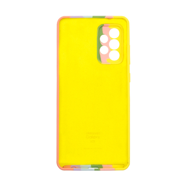 Чехол Silicone Cover Full Rainbow для Samsung A72-2021/A725 Yellow/Pink with Camera Lens