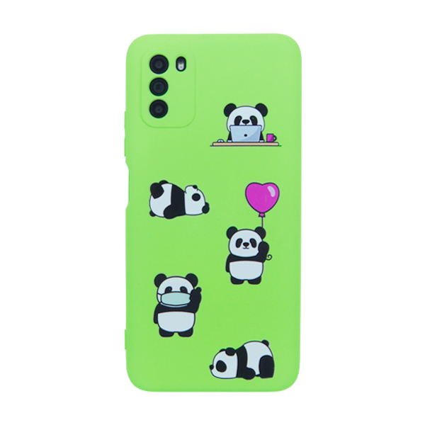 Чехол Original Soft Touch Case for Xiaomi Poco M3 Green Panda with Camera Lens