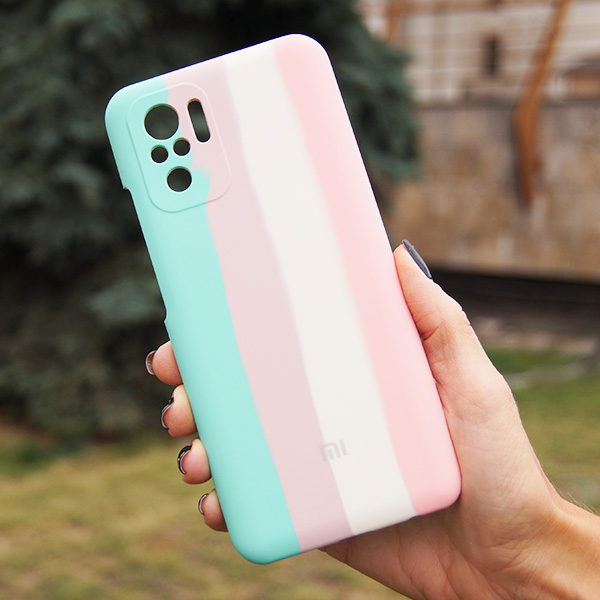 Чохол Silicone Cover Full Rainbow для Xiaomi Redmi Note10 Pro/Note 10 Pro Max Green/Pink with Camera Lens