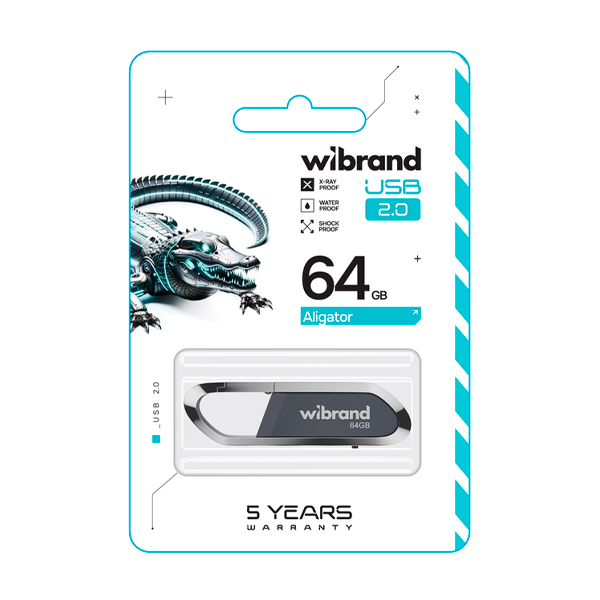 Флешка Wibrand 64GB Aligator USB 2.0 Grey (WI2.0/AL64U7G)