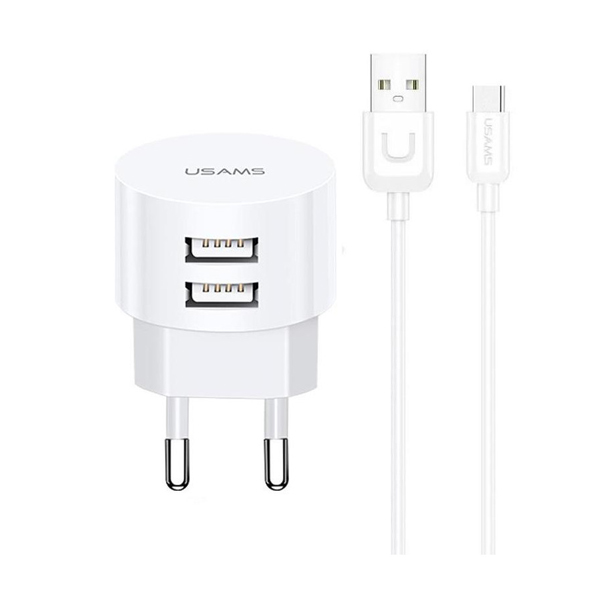 МЗП Usams 2USB T20 U35 + Type-C Cable White (XTXLOGT18TC05)