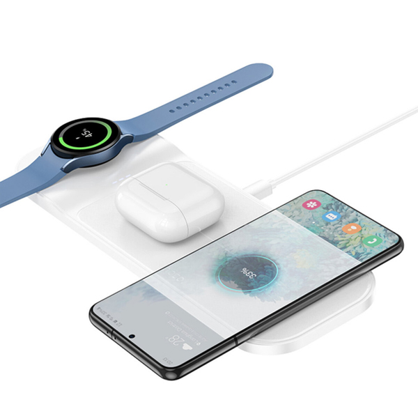 Бездротовий зарядний пристрій Hoco CQ6 Power 3-in-1 (for Samsung Watch) White