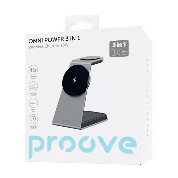 Беспроводное зарядное устройство Proove Omni Power 3 in 1 Grey (WSOP15020003)