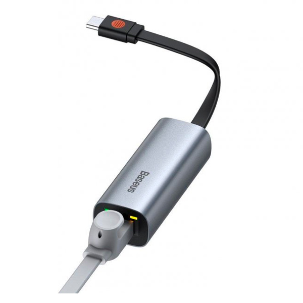 HUB Baseus Steel Cannon Series USB A-Type-C Bidirectional Gigabit LAN Dark Grey (CAHUB-AF0G)